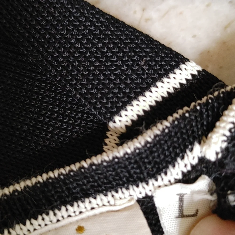 Vintage Poi....by Krizia Knit Italian Open Back Black White Striped Fitted Dress - Picture 9 of 16